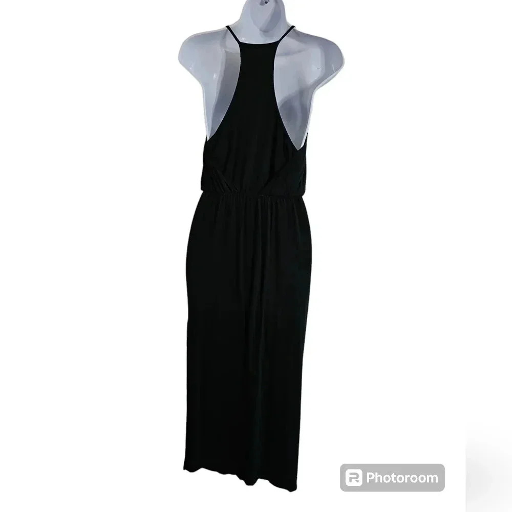 Banana Republic Petite Small Black Maxi Dress Halter Minimalist Y2K 90s Coastal - Picture 3 of 9